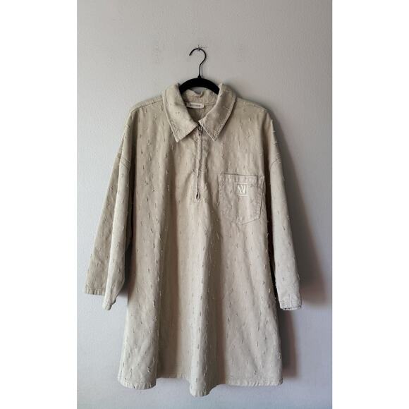 Nocturne Swing Dress Women’s Size 2 Distressed Beige Zip Collar City Modern - Picture 1 of 15